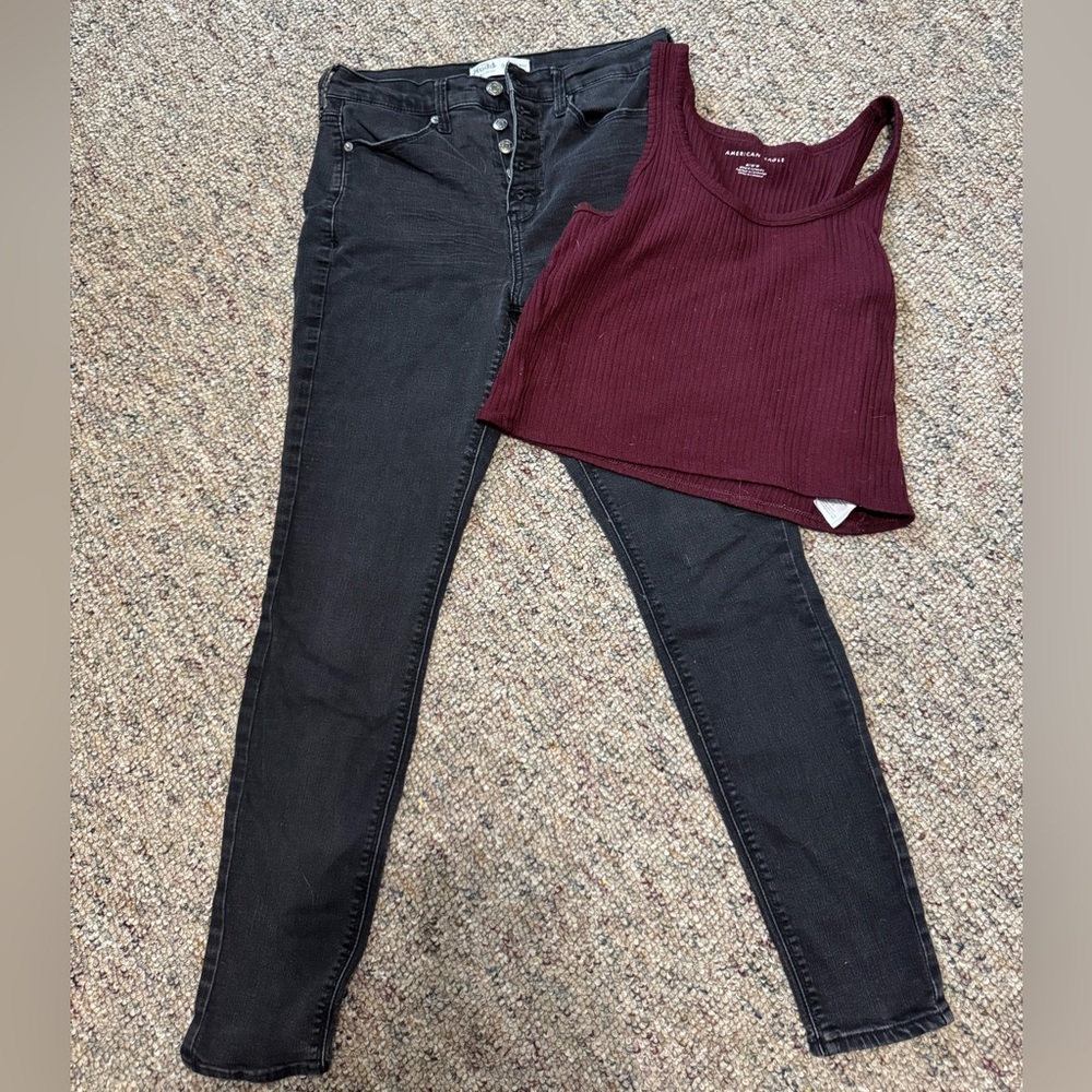 2/$15 Black High Rise Button Up Jeggings